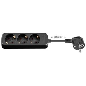 Immagine di Steckdosenleiste, 3 Meter, 3x Schuko, BLACK