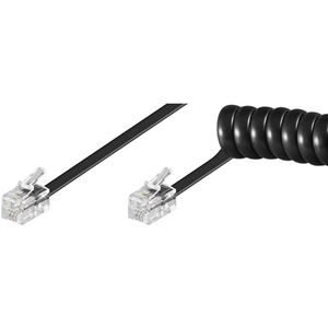 Resim Hörerkabel / Spiralkabel 2 m , beidseitig UAE-Stecker 4-pol (RJ10), BLACK
