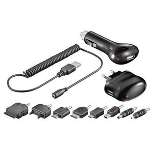 Resim Handy Lade-Kit 3in1 für USB, 12V / 24V und 230V / Lieferung inkl. 8 Adapterstecker