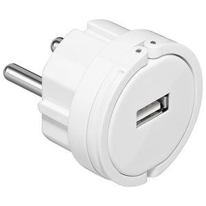 Image de Ladegerät / Adapter 230V auf 1x USB, 1A , WHITE (mit 2-fach USB Adapter auf 2x seitlicher Ladeanschluss)