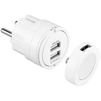 Immagine di Ladegerät / Adapter 230V auf 2x USB, 2,1A , WHITE (mit 2-fach USB Adapter auf 2x seitlicher Ladeanschluss)
