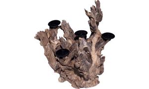Resim Verknorpeltes Holz mit 4 Kerzenhalter