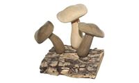 Afbeelding van 3 Pilze auf Holzrinde geschnitzt