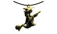 Picture of Anhänger Hexe auf Besen gold