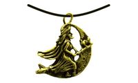 Picture of Anhänger Hexe mit Mond gold