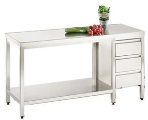 Picture of Arbeitstisch, 1000x700x850mm, voll aus Edelstahl 1.4301