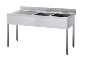Bild von Spültisch, 1600x600x850 mm, 2 Becken rechts, Abtropffläche