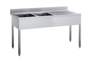 Picture of Spültisch, 1800x700x850 mm, 2 Becken LINKS, Abtropffläche