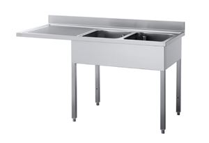 Bild von Spültisch, 1800x700x850 mm, 2 Becken RECHTS, Abtropffläche