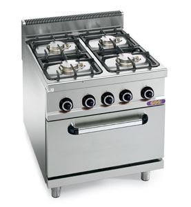 Bild von Gasherd 800x700x900 mm, mit 4 Brennern mit Elektro-Backofen