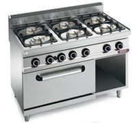 Bild von Gasherd 1200x700x900 mm, mit 6 Brennern mit Gas-Backofen,