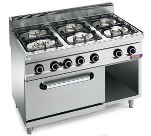 Bild von Gasherd 1200x700x900 mm, mit 6 Brennern mit Gas-Backofen,