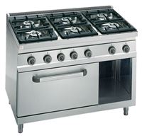 Bild von Gasherd mit 6 Brennern, 1200x700x900 mm, mit Pilotflamme,
