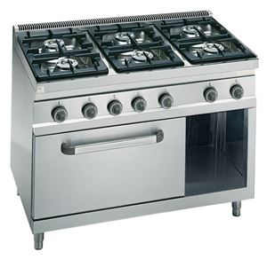 Bild von Gasherd mit 6 Brennern, 1200x700x900 mm, mit Pilotflamme,