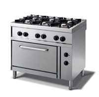 Bild von Gasherd 1000x700x900mm, 6 Brenner, Pilotflamme,30kW: 3x4kW,