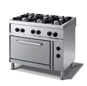 Bild von Gasherd 1000x700x900mm, 6 Brenner, Pilotflamme,30kW: 3x4kW,