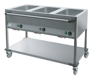 Picture of Bain Marie Wagen, 1250x700x900 mm, 3x Becken für 1/1 GN,