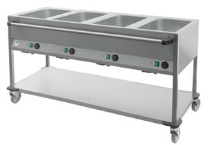 Picture of Bain Marie Wagen, 4x Becken für 1/1 GN,  1650x700x900 mm,