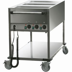 Picture of Bain Marie Wagen, 3x Becken für 1/1 GN,  650x1300x900 mm