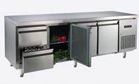 Bild von Kühltisch, 2245x700x850mm, 3 Türen, 2 Schubladen, Umluft-