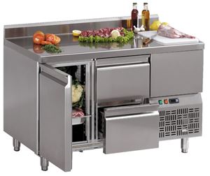 Resim Umluftkühltisch mit Aufkantung 100mm, 1320x700x850 mm