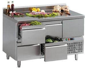 Picture of Umluftkühltisch 1320x700x850 mm, 4 Schubladen gekühlt,