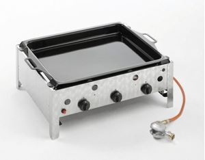 Bild von GASBRAETER 3 REGLER - EMAILLIEERTE PFANNE 63X53 cm
