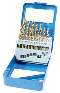 Obrazek Spiralbohrersatz, HSS, titan nitriert, 1-10 mm, 19-tlg.