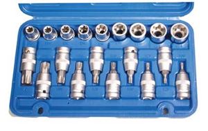 Bild von Bit-Einsatz / Steckschlüssel Set E/T-Profil, 19-tlg., 1/2, BGS,  Wv_5100