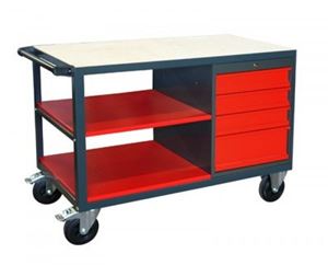 Resim Werkbank mit Rollen / 4 Schubladen / Ablage
