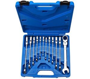 Εικόνα της Ratschenring-Maulschlüssel Set, 90Ḟ stufenlos abwinkelbar, 12-tlg., 8-19 mm