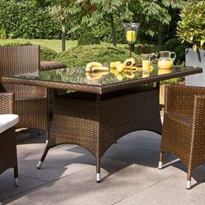 Obrazek Tisch, 150 x 90 cm, H: 74 cm, mit Glasplatte, Untergestell zerlegtALU/GEFLECHTTISC H 150X90 TRIEST 0553