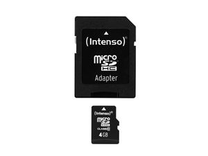 Afbeelding van MicroSDHC 4GB Intenso +Adapter CL10 Blister