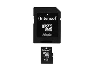 Afbeelding van MicroSDHC 16GB Intenso +Adapter CL10 Blister