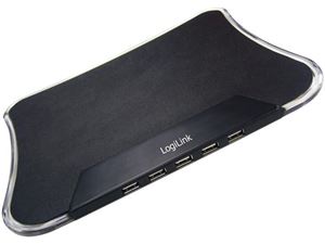 Immagine di Logilink Mousepad beleuchtet mit 4 Port USB HUB Schwarz (ID0020)