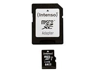 Image de MicroSDXC 64GB Intenso Premium CL10 UHS-I +Adapter Blister