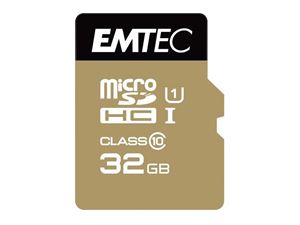 Изображение MicroSDHC 32GB EMTEC +Adapter CL10 Gold+ UHS-I 85MB/s Blister