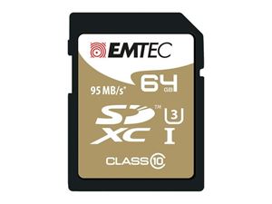 Afbeelding van SDXC 64GB EMTEC SpeedIn CL10 95MB/s FullHD 4K UltraHD Blister