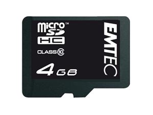 Picture of MicroSDHC 4GB EMTEC +Adapter CL4 mini Jumbo Super Blister