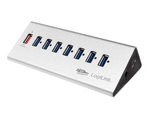 Obrazek LogiLink USB 3.0 Hub 7 Port + 1x Schnell-Ladeport (silber)