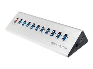 Bild von LogiLink USB 3.0 Hub 10 Port + 1x Schnell-Ladeport (silber)