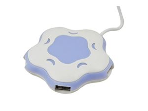 Resim USB HUB 4-Port USB 2.0 Weiß-Lila (Blume)