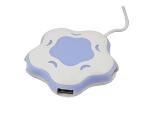 Immagine di USB HUB 4-Port USB 2.0 Weiß-Lila (Blume)