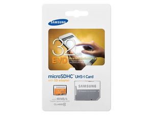 Immagine di MicroSDHC 32GB Samsung CL10 EVO UHS-I +SD Adapter Retail