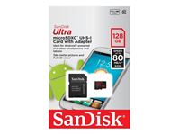 Imagen de MicroSDHC 128GB Sandisk Ultra CL10 UHS-1 80MB/s (533x) Retail