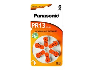 Resim Hörgeräte Batterie Panasonic Zink-Luft Zelle PR13 0% Mercury/Hg Orange (6 St.)