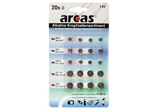 Resim Batterie Arcas Knopfzellen-Set AG1-AG13 (20 Stk)