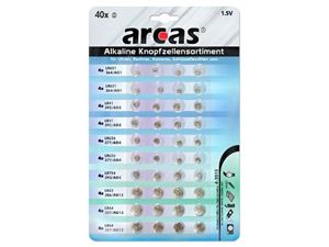 Afbeelding van Batterie Arcas Knopfzellen-Set AG1-AG13 (40 Stk)