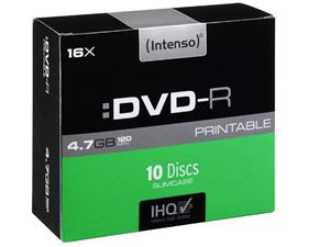 Εικόνα της Intenso DVD-R bedruckbar 4,7 GB 16x Speed - 10stk Slim Case