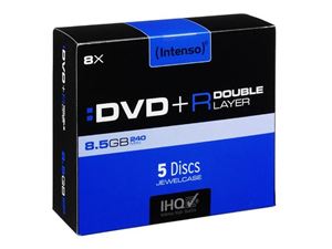 Immagine di Intenso DVD+R 8,5 GB DL Double Layer 8x Speed - 5stk JewelCase